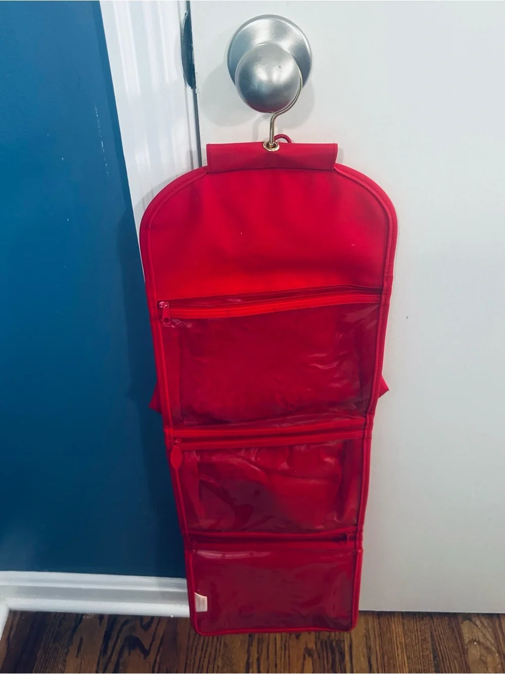 Cree Pour Clarins Paris Red Makeup Cosmetic Case Toiletry Pouch Travel Bag